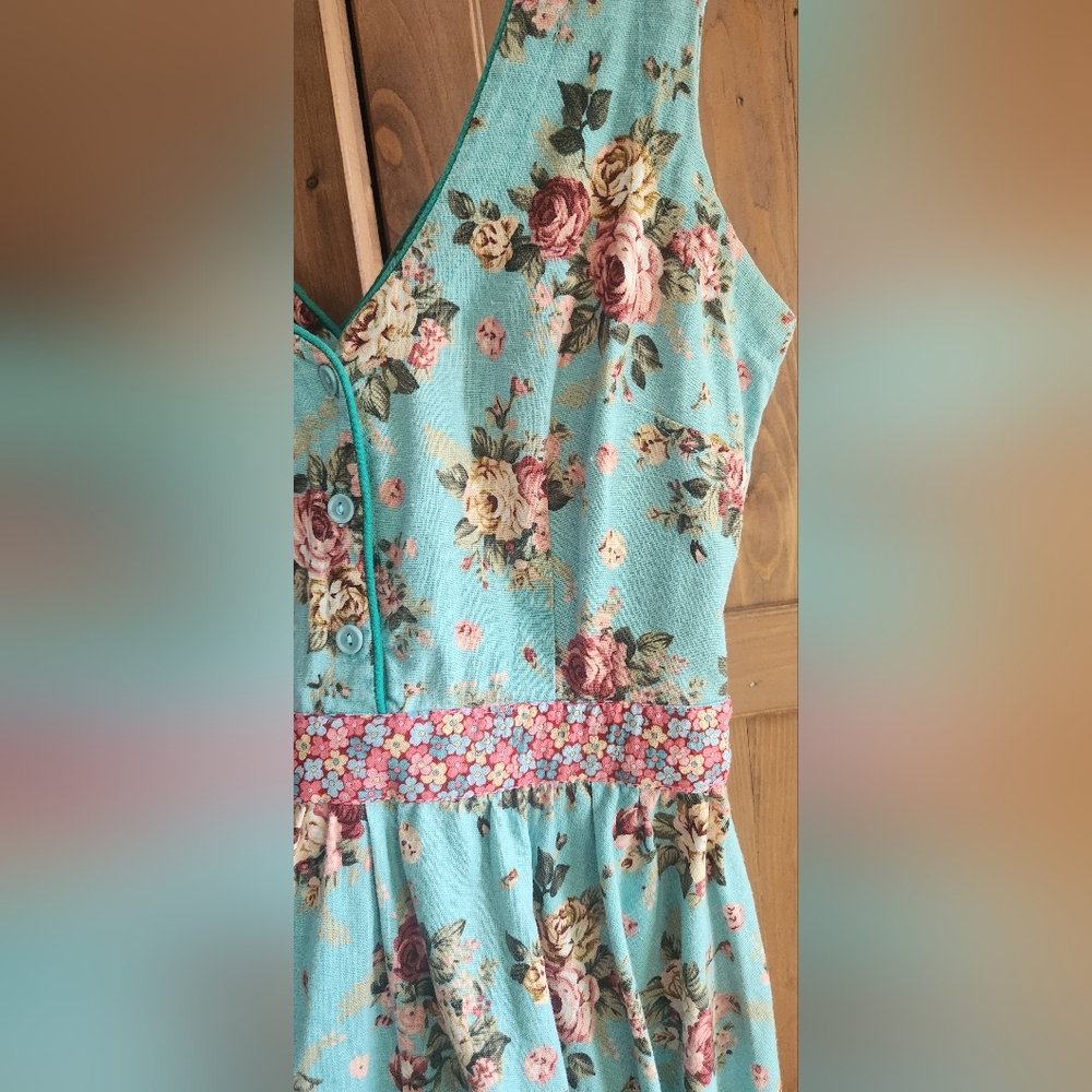 Retro Vintage Pin-up 1950s Style Linen Dress - Picture 4 of 7